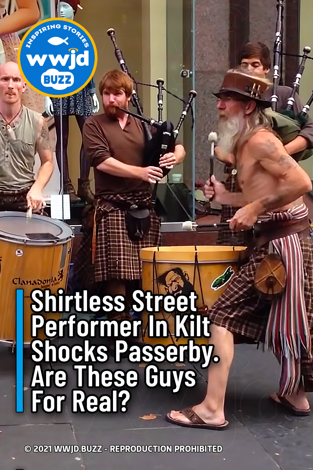 Shirtless Street Performer In Kilt Shocks Passerby. Are These Guys For Real?