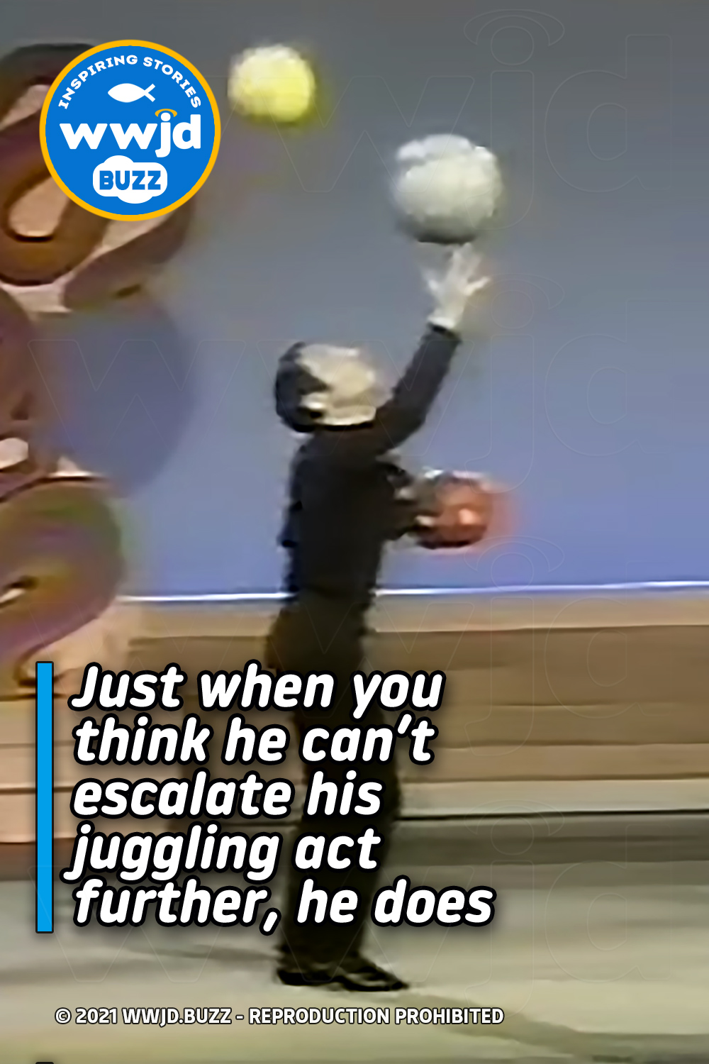 Just when you think he can’t escalate his juggling act further, he does