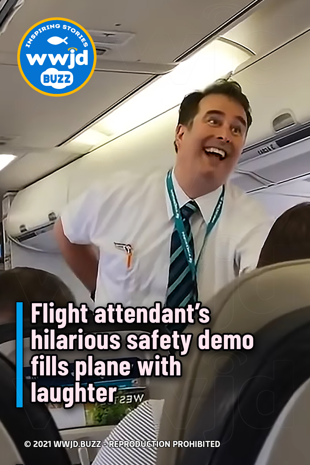 Flight attendant’s hilarious safety demo fills plane with laughter