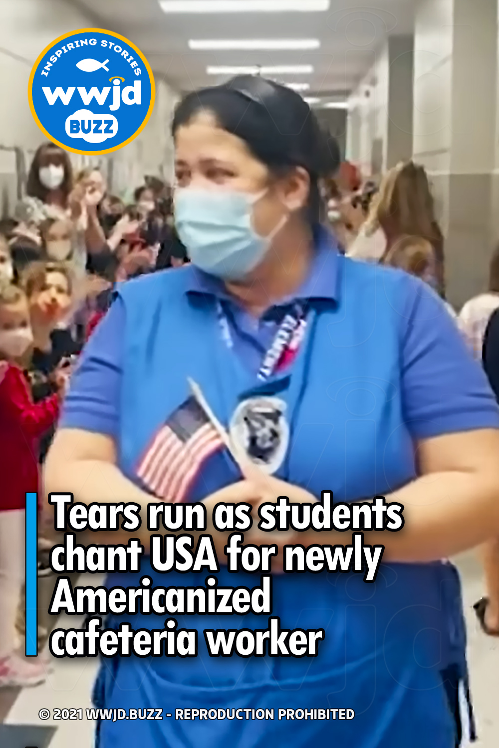 Tears run as students chant USA for newly Americanized cafeteria worker