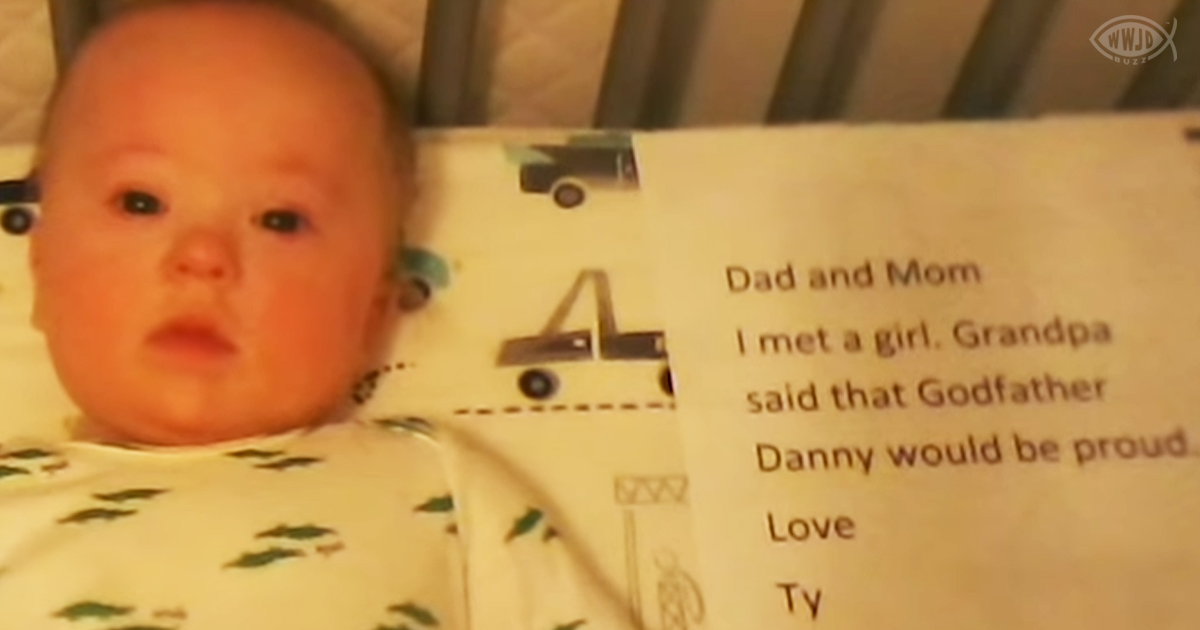 Grandpa sends parents funny pictures of their baby