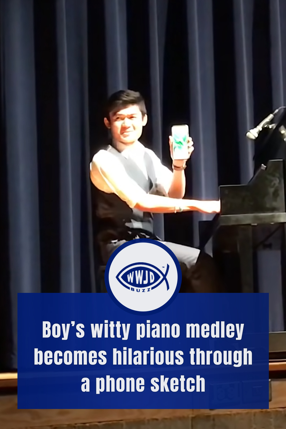 Boy’s witty piano medley becomes hilarious through a phone sketch