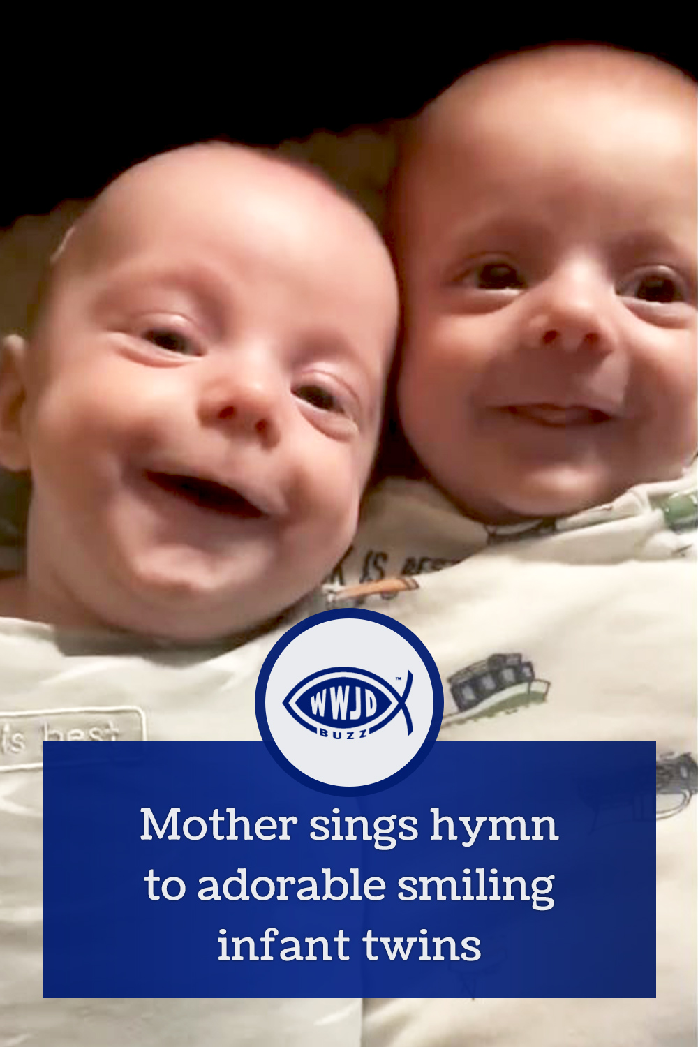 Mother sings hymn to adorable smiling infant twins