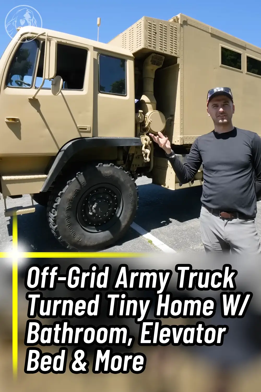 Off-Grid Army Truck Turned Tiny Home W/ Bathroom, Elevator Bed & More